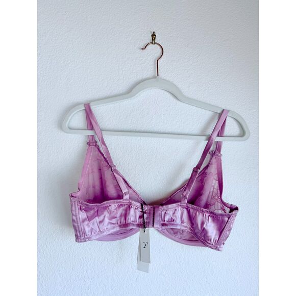 NWT Fleur du Mal Magnolia Lace Unlined Demi Bra in Lilac Purple Size 38F - Picture 9 of 14